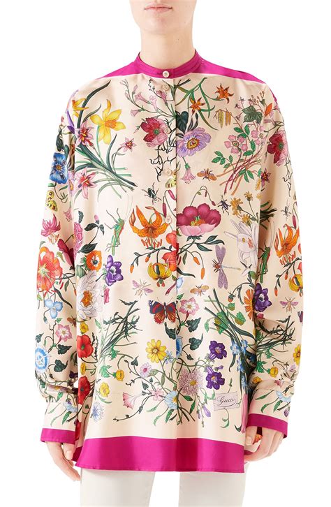 gucci silk floral shirt